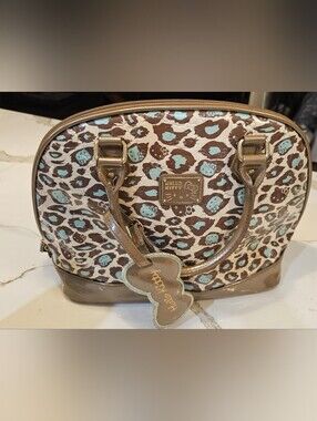 Hello Kitty Brown & Light Blue Leopard Satchel